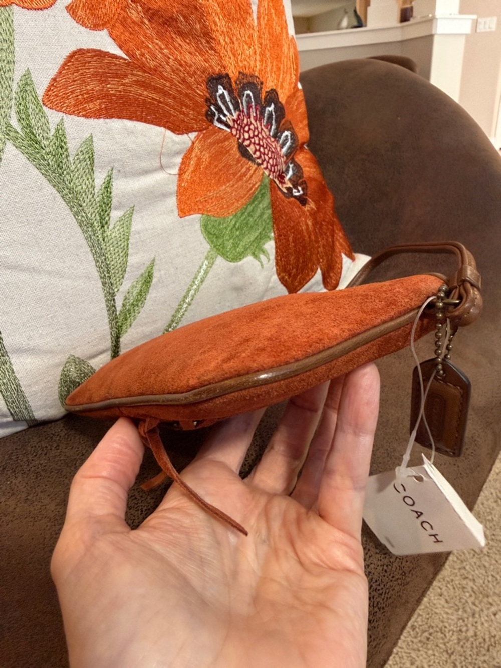 VINTAGE COACH WRISTLET LACED CORSET BRASS CHARM TASSEL RARE Y2K RUST SUEDE NWT - Picture 11 of 16